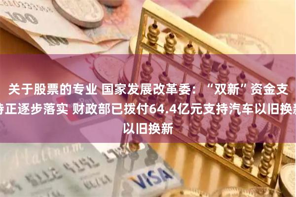 关于股票的专业 国家发展改革委：“双新”资金支持正逐步落实 财政部已拨付64.4亿元支持汽车以旧换新